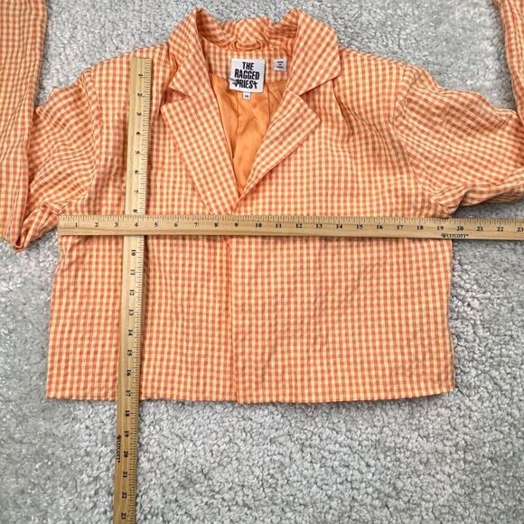 The Ragged Priest Gingham Print Blazer Jacket Orange - Picture 9 of 11